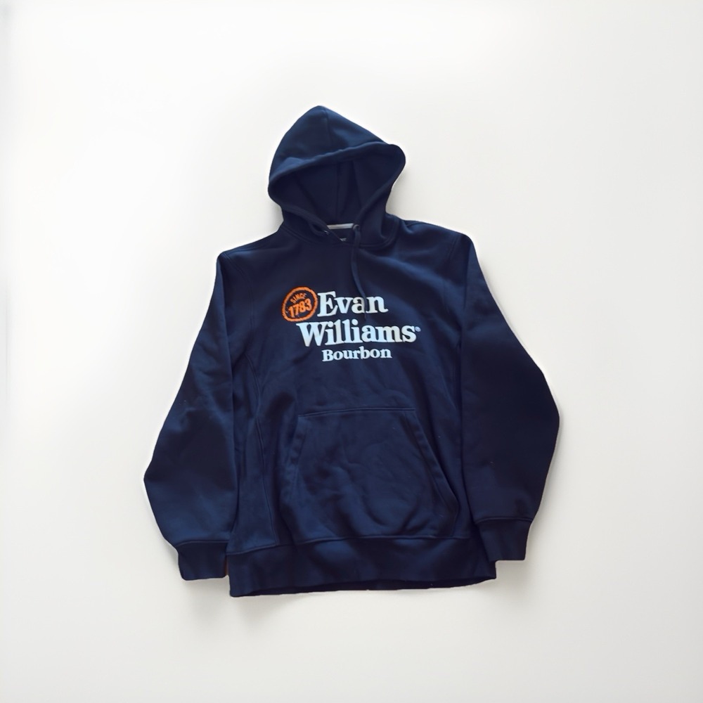 Evan Williams Bourbon Navy Blue Hoodie Sweatshirt Sport Tek Size Large